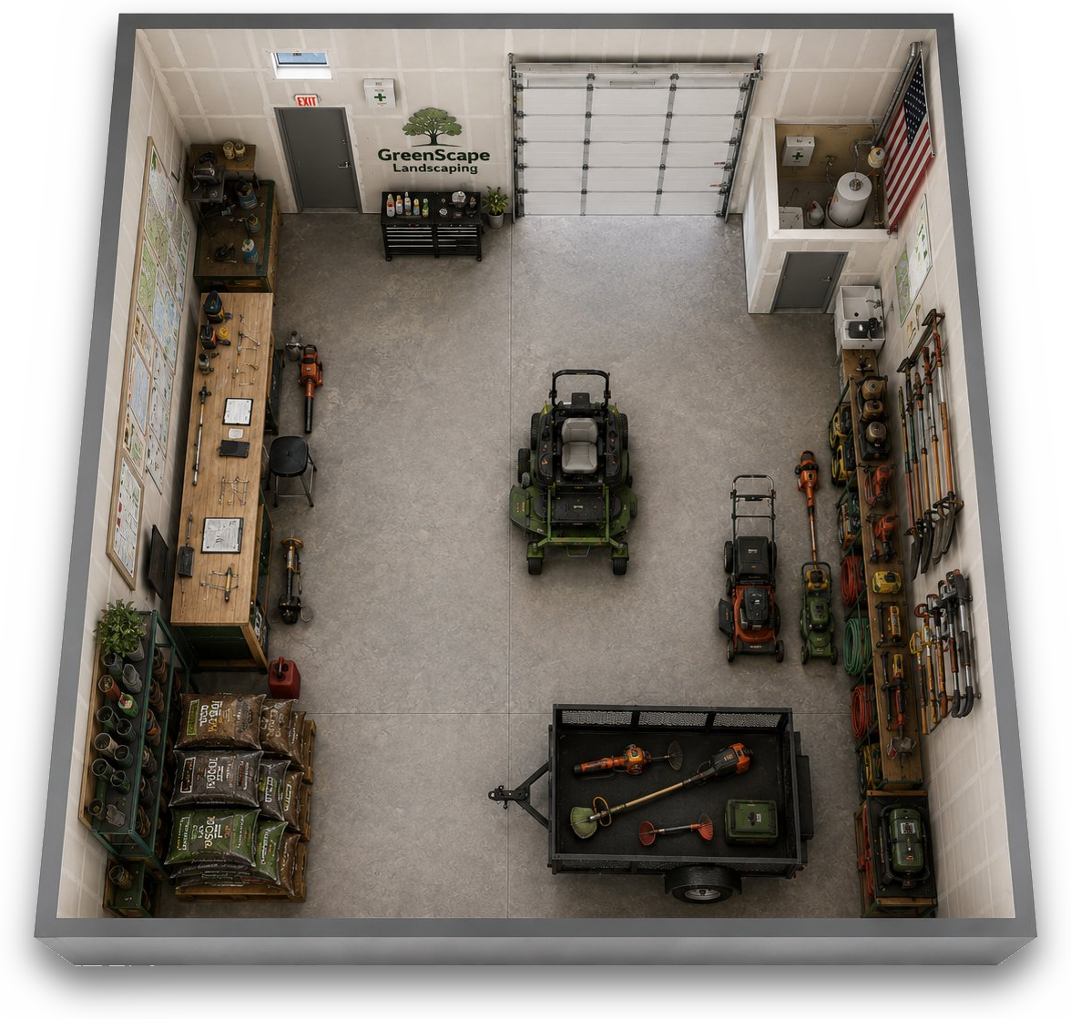 custom WorkBay landscaping bay layout
