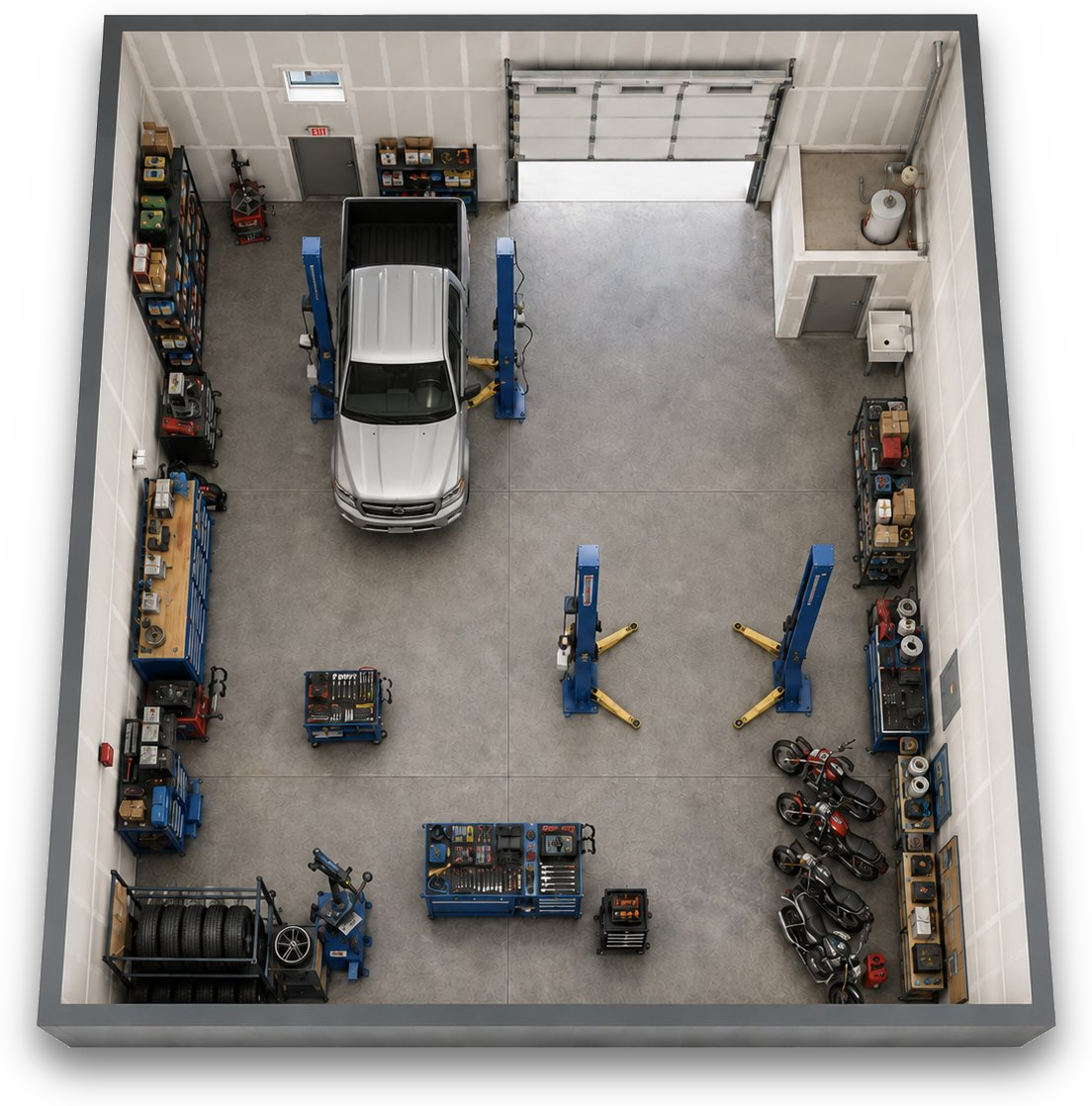 custom WorkBay auto repair bay layout
