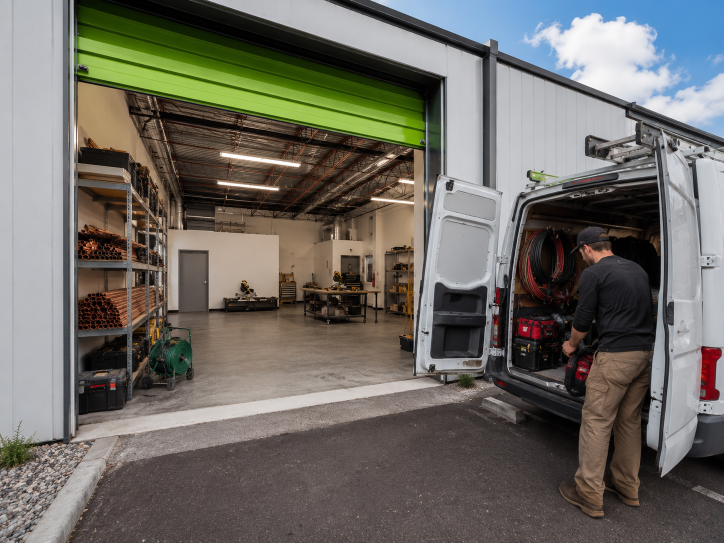 Contractors and trades working out of a WorkBay unit