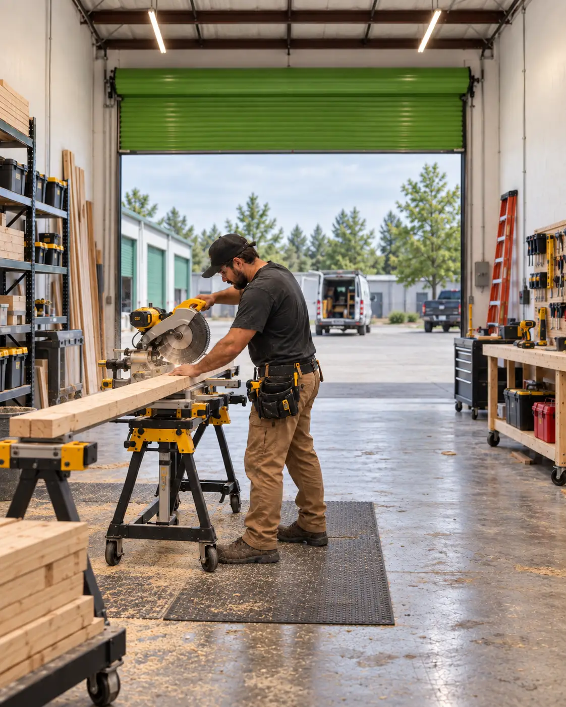 Contractor working out of a WorkBay unit