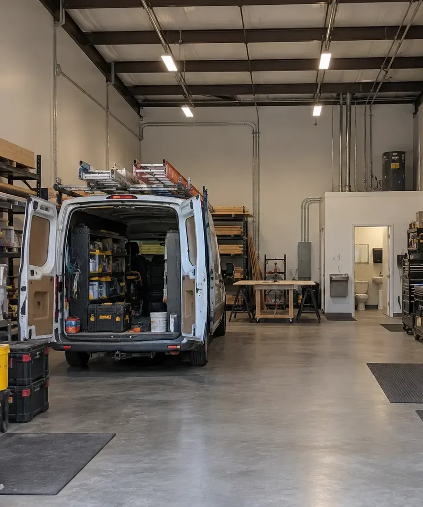 Work van parked inside a WorkBay bay