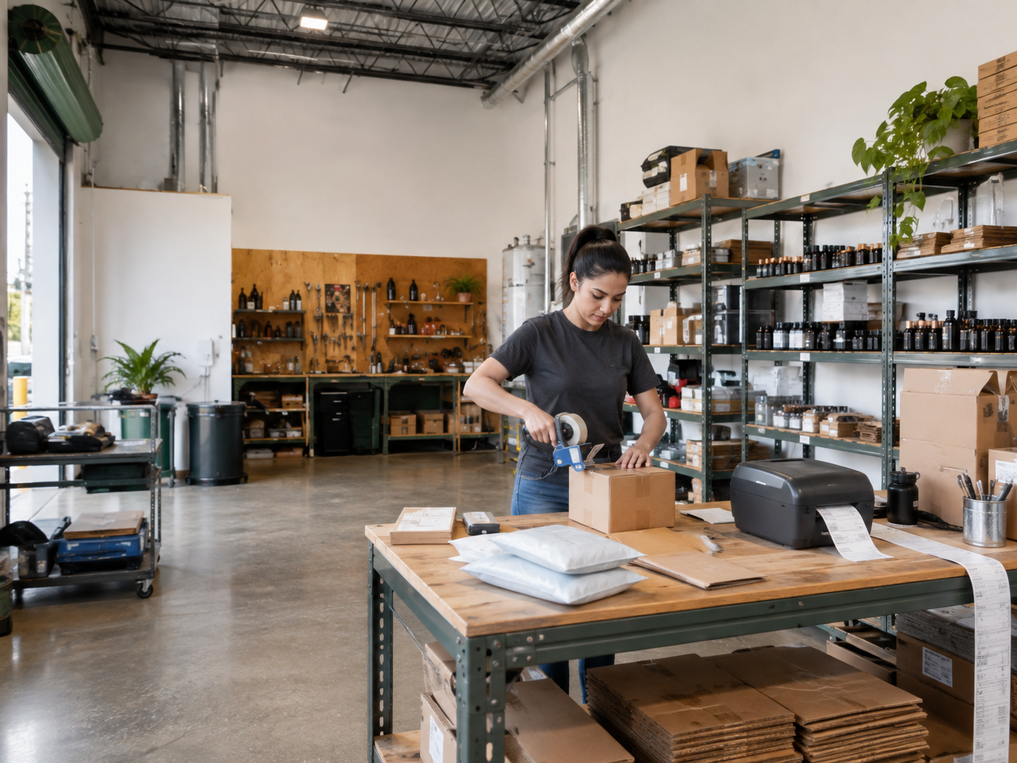 eCommerce packing station inside a WorkBay unit