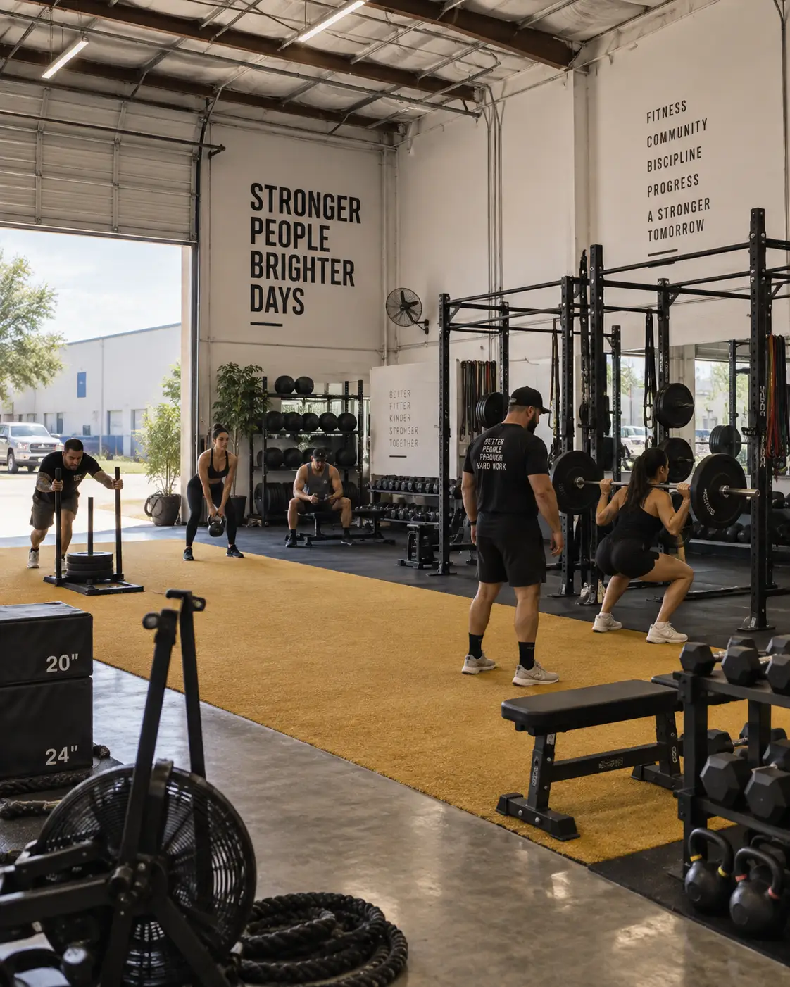 Private training gym set up in a WorkBay unit