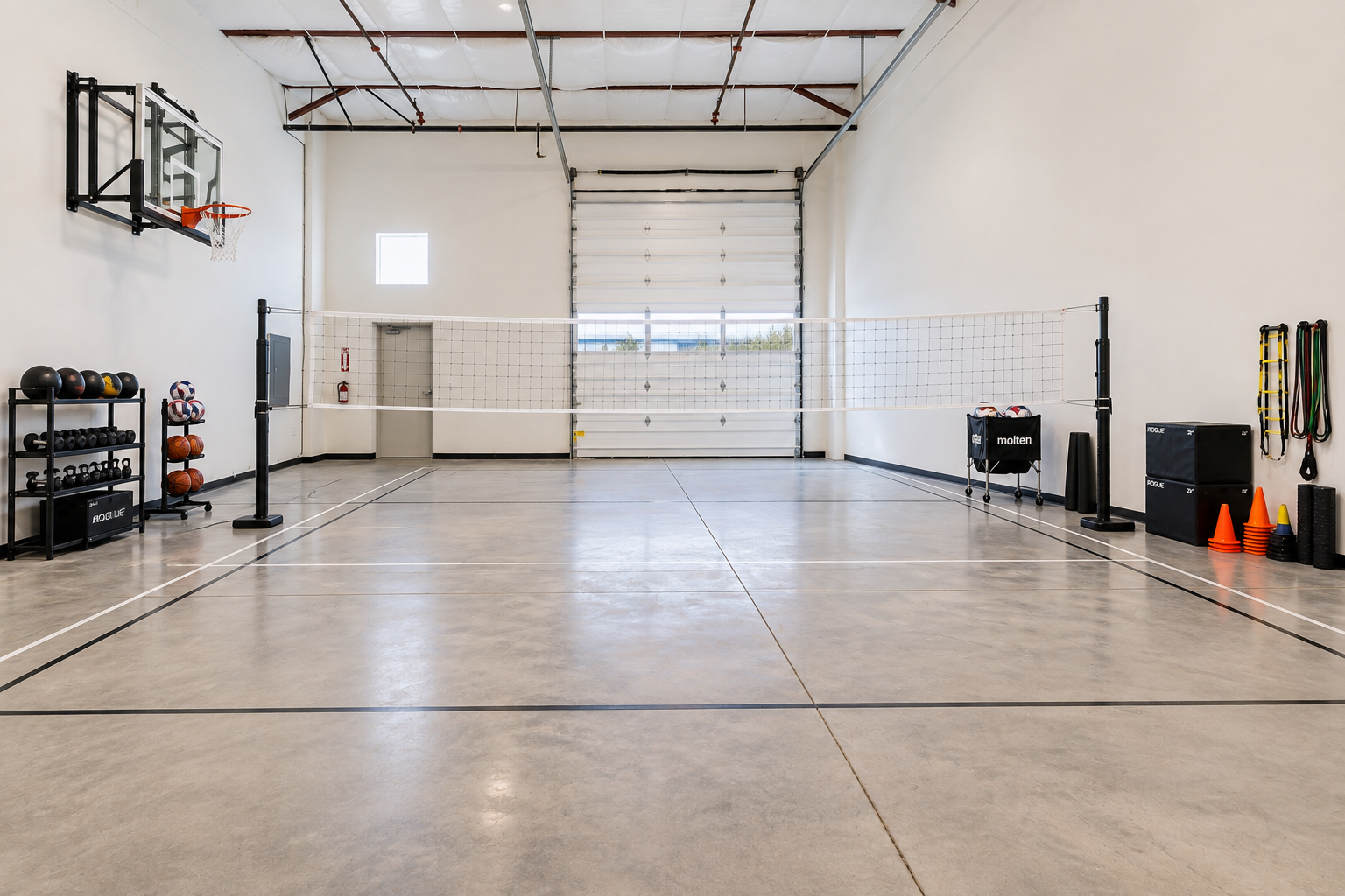 Private training and wellness space set up inside a WorkBay unit